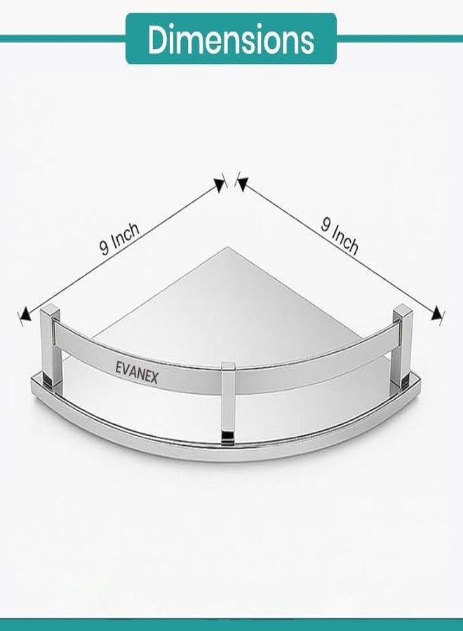 EVANEX Bathroom Corner Shelf | 9x9 Inch 304 Stainless Steel Corner Shelf for Bathroom Organiser | Bathroom Organizer Racks and Shelves | Wall Mounted Storage Corner Stand - Image 5